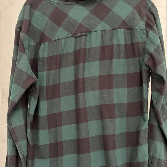 TNA 100% cotton dark green plaid hooded button down - Picture 2 of 5